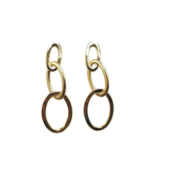 Joan Rivers Gold-Tone Triple Oval Post Earrings Vintage - Picture 1 of 4